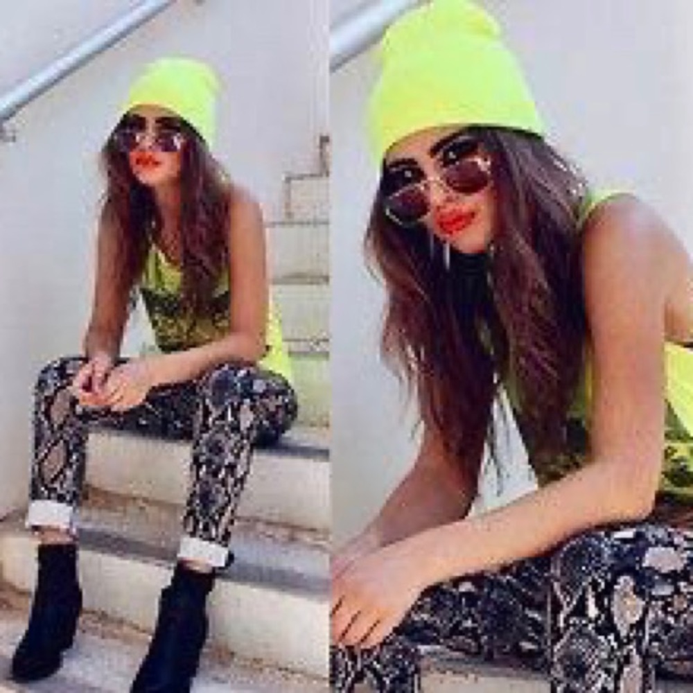 Neon Yellow Trendy Beanie - NWT